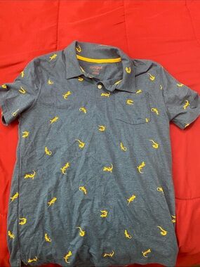 Cat & Jack Gray Polo with Yellow Lizard Motif
